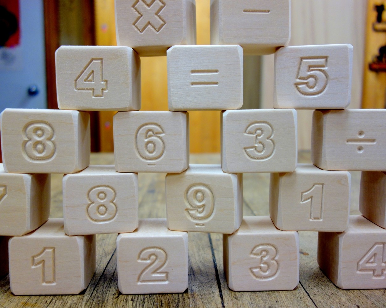 Math-Blocs en bois naturel