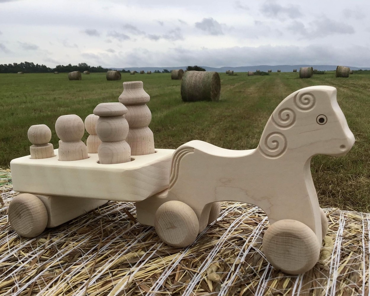 Handmade Wooden Horse and Family