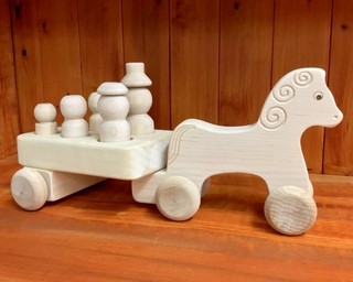 Handmade Wooden Horse and Family